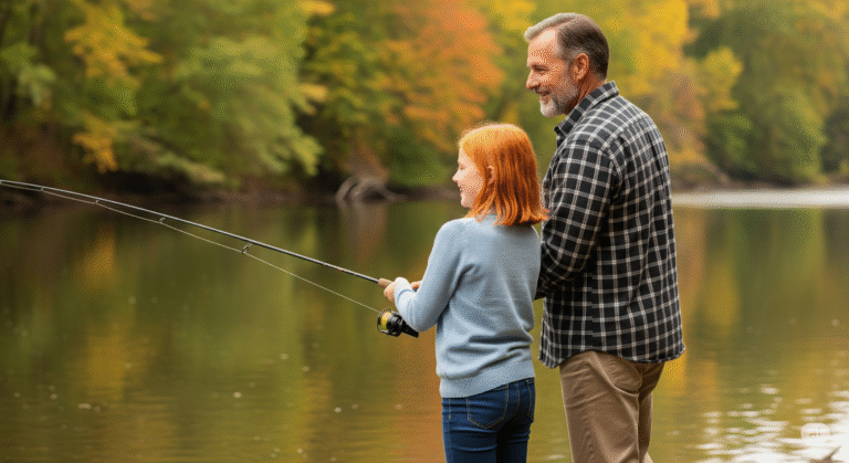 A girl is fishing with her data